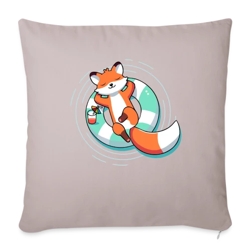 Renard Chill' en Bouée Tropicale - Housse de coussin décorative 45 x 45 cm