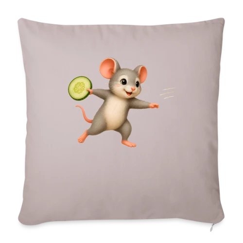 La Souris Frisbee et la Tranche de Concombre - Housse de coussin décorative 45 x 45 cm