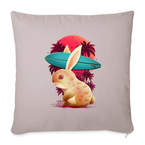 Lapin Surfeur Estival - Housse de coussin décorative 45 x 45 cm