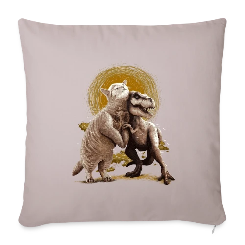 Chats et Dinos Amis : L'Aventure Décalée - Housse de coussin décorative 45 x 45 cm