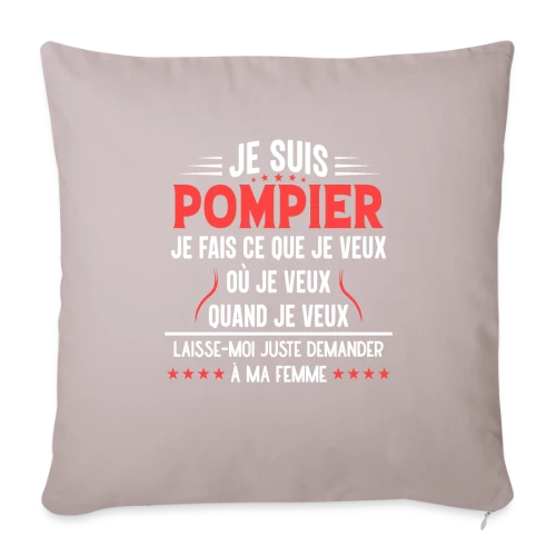 Pompier en Couple - Laissez-moi Demander à Ma Femme ! Humour - Housse de coussin décorative 45 x 45 cm