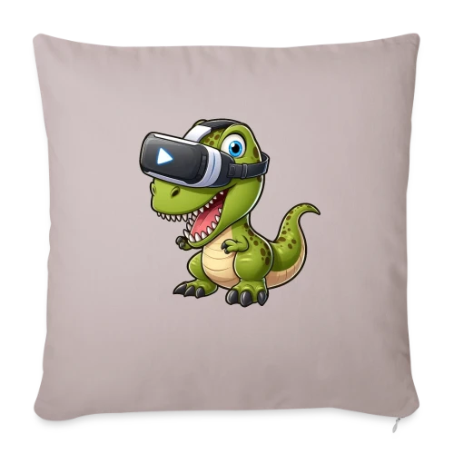 Dino T-Rex en Réalité Virtuelle – Humour Geek - Housse de coussin décorative 45 x 45 cm