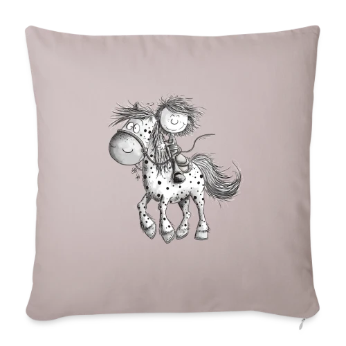 Cheval et cavalier rigolos - Dessin animé - Housse de coussin décorative 45 x 45 cm