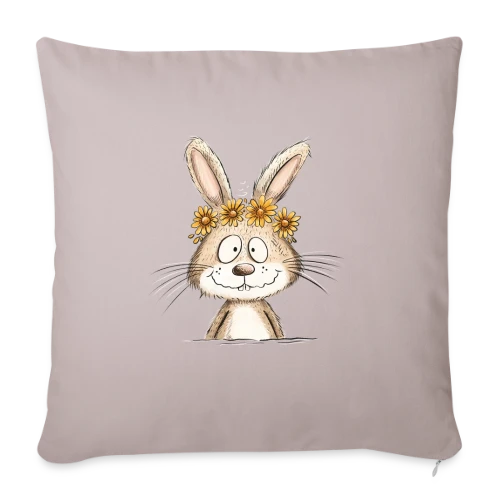 Lapin Rigolo Couronne Fleurs - Housse de coussin décorative 45 x 45 cm