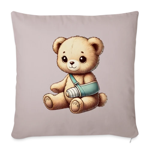 Teddy Réconfortant Plâtré : L'Ours Symbole de Courage et d'Amour - Housse de coussin décorative 45 x 45 cm
