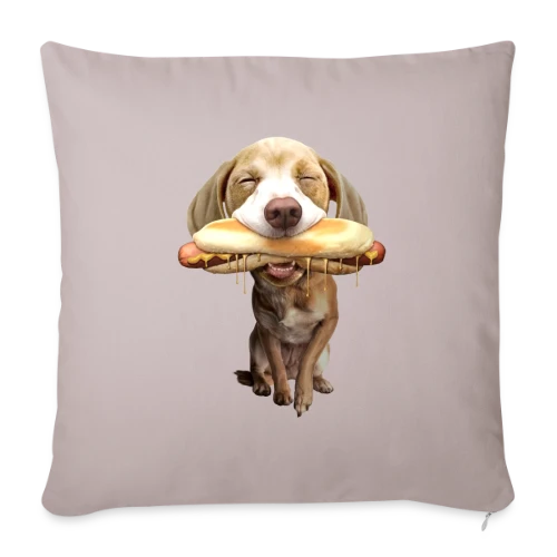 Chien Gourmand Hotdog - Housse de coussin décorative 45 x 45 cm