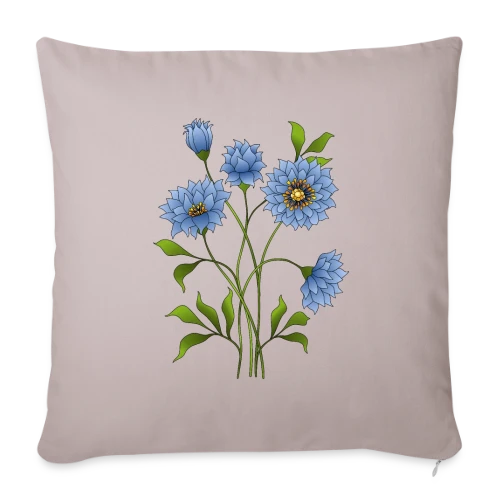 Éclat Floral Bleu - Housse de coussin décorative 45 x 45 cm