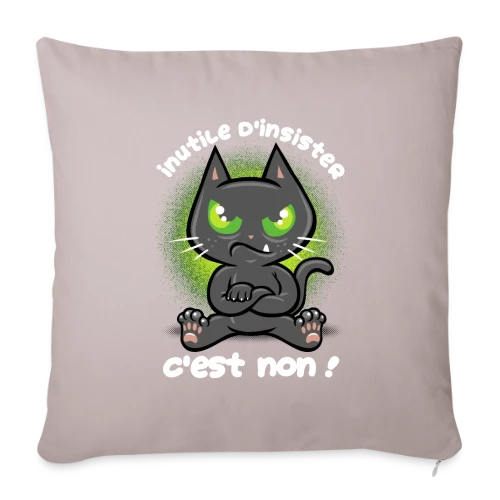 Chat Têtu : Non, et c'est tout ! - Housse de coussin décorative 45 x 45 cm