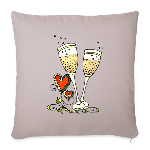 Verres Cœurs & Fêtes - Housse de coussin décorative 45 x 45 cm
