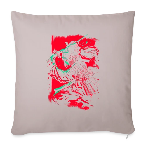 Fille Samurai Anime au Katana - Housse de coussin décorative 45 x 45 cm