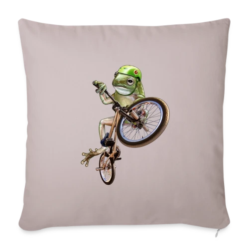 Grenouille BMX : Le Rider des Marais - Housse de coussin décorative 45 x 45 cm