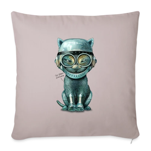 Chat Malin : Curiosité Féline - Housse de coussin décorative 45 x 45 cm