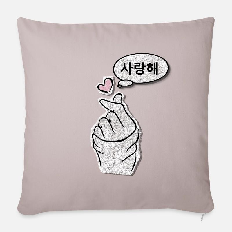 Saranghae LoveSign - Sofakissenbezug 45 x 45 cm - helles Taupe