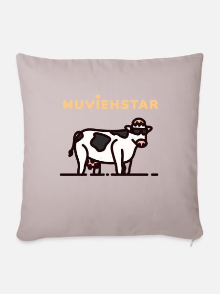 Farmer Kuh Bauer Farm lustiger Spruch - Sofakissenbezug 45 x 45 cm - helles Taupe