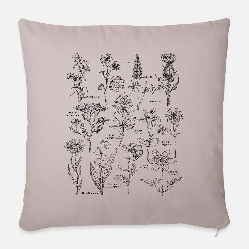 Blumen Wildblumen wilde Blumen - Sofakissenbezug 45 x 45 cm - helles Taupe