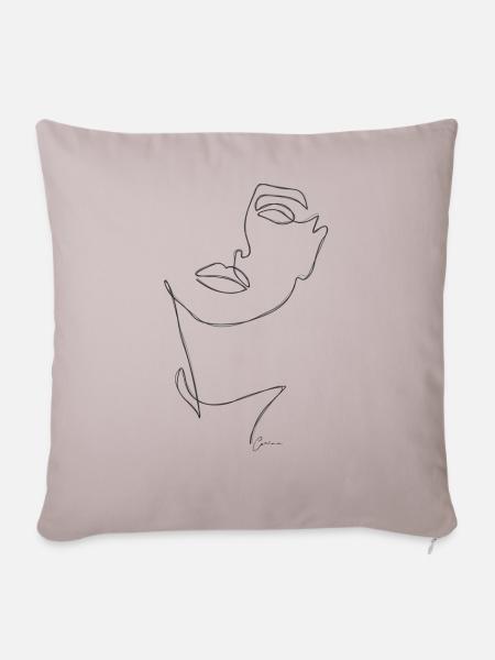 One line Drawing Frauen Gesicht - Sofakissenbezug 45 x 45 cm - helles Taupe