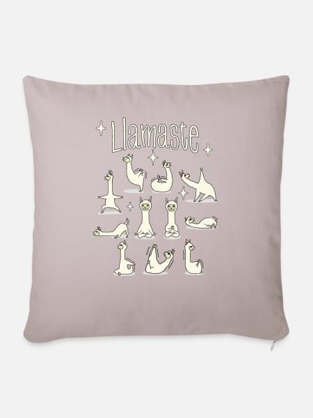 Llamaste - Lustiger Lama Yoga Flow - Sofakissenbezug 45 x 45 cm - helles Taupe
