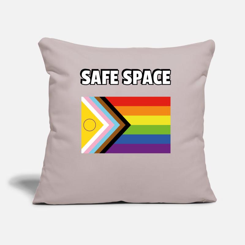 SAFE SPACE Drapeau de progrès de la fierté inclusive Housse de coussin décorative 45 x 45 cm
