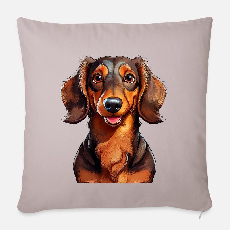 Teckel - Housse de coussin décorative 45 x 45 cm - taupe clair