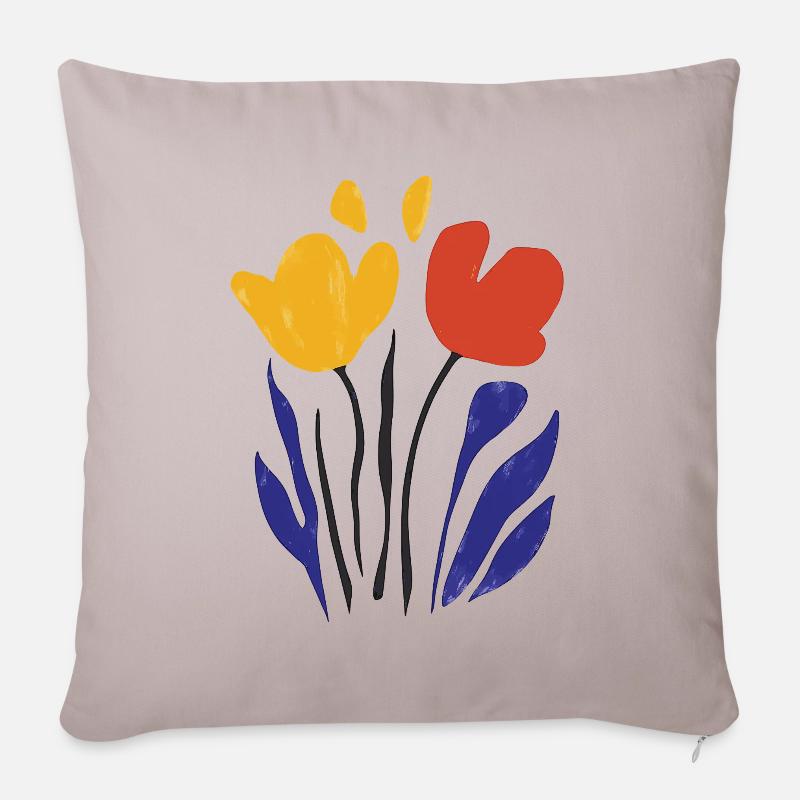 Abstrakte Blüten: Farbenspiel im Stil Matisse - Sofakissenbezug 45 x 45 cm - helles Taupe