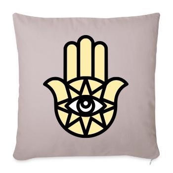 Hamsa Main de Fatima - Housse de coussin décorative 45 x 45 cm - taupe clair - Devant