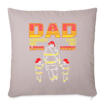 Cooler Feuerwehr Papa Mit Tochter Sohn - Sofakissenbezug 45 x 45 cm - helles Taupe - Vorne