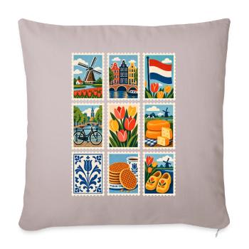 Niederlande Briefmarken - Sofakissenbezug 45 x 45 cm - helles Taupe - Vorne