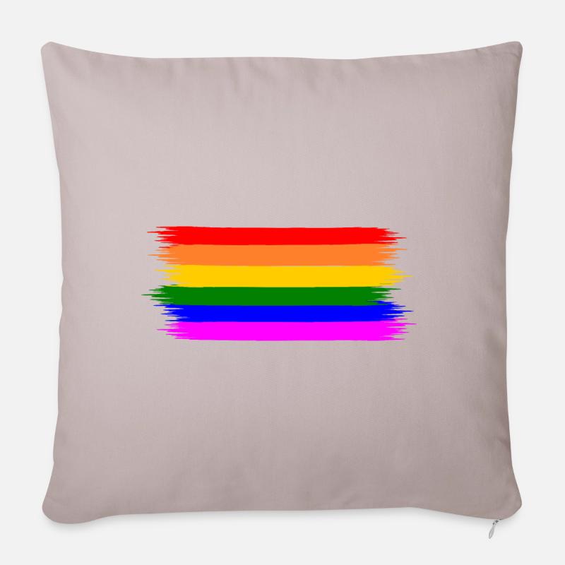 Regenbogen Regenbogenfahne - Sofakissenbezug 45 x 45 cm - helles Taupe