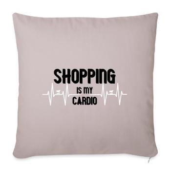 Shopping is my Cardio Lustiges Gym Shirt - Housse de coussin décorative 45 x 45 cm - taupe clair - Devant