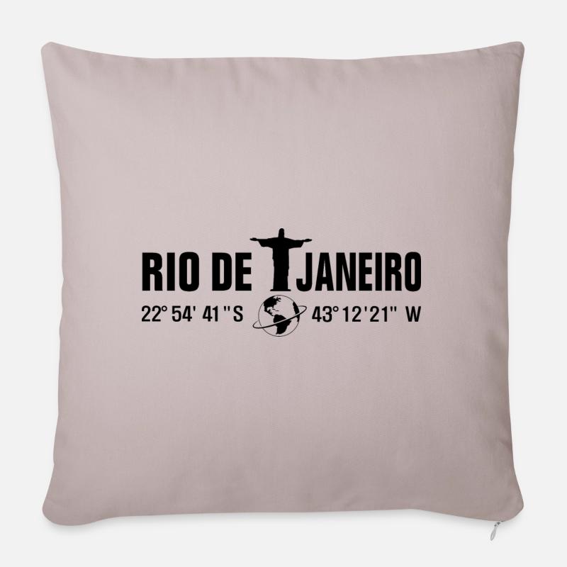 Emplacement des coordonnées de Rio de Janeiro - Housse de coussin décorative 45 x 45 cm - taupe clair