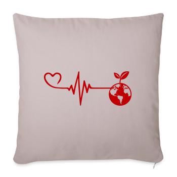 Planète Terre Pulse Coeur Amour - Housse de coussin décorative 45 x 45 cm - taupe clair - Devant