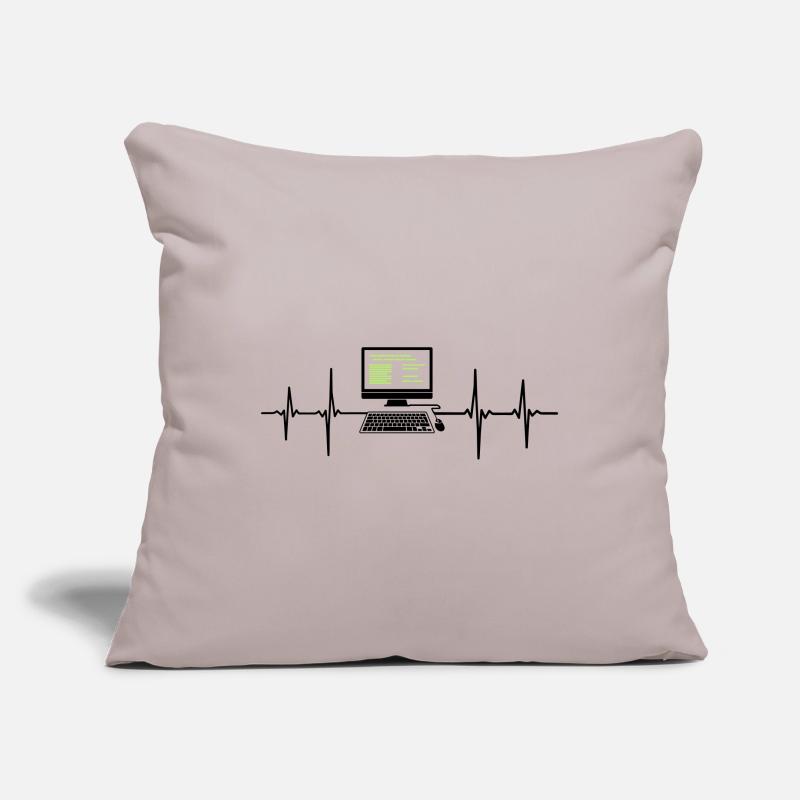 Ordinateur EKG programmeur de rythme cardiaque pc nerd Housse de coussin décorative 45 x 45 cm