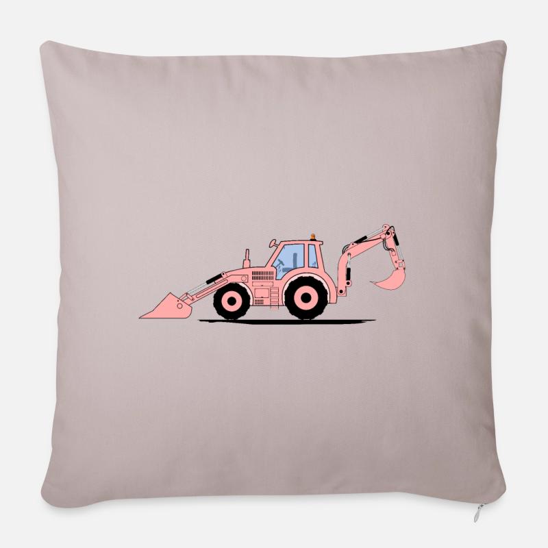 Traktor Bagger Baggerschlepper Rosa - Sofakissenbezug 45 x 45 cm - helles Taupe