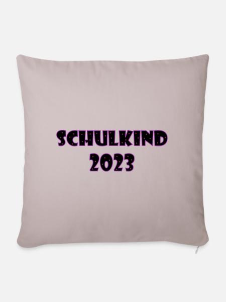 Schulkind 2023 - Einschulung - Sterne Mädchen - Sofakissenbezug 45 x 45 cm - helles Taupe