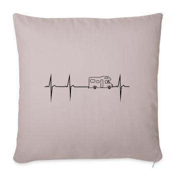 mon cœur bat pour le camping-car - Housse de coussin décorative 45 x 45 cm - taupe clair - Devant