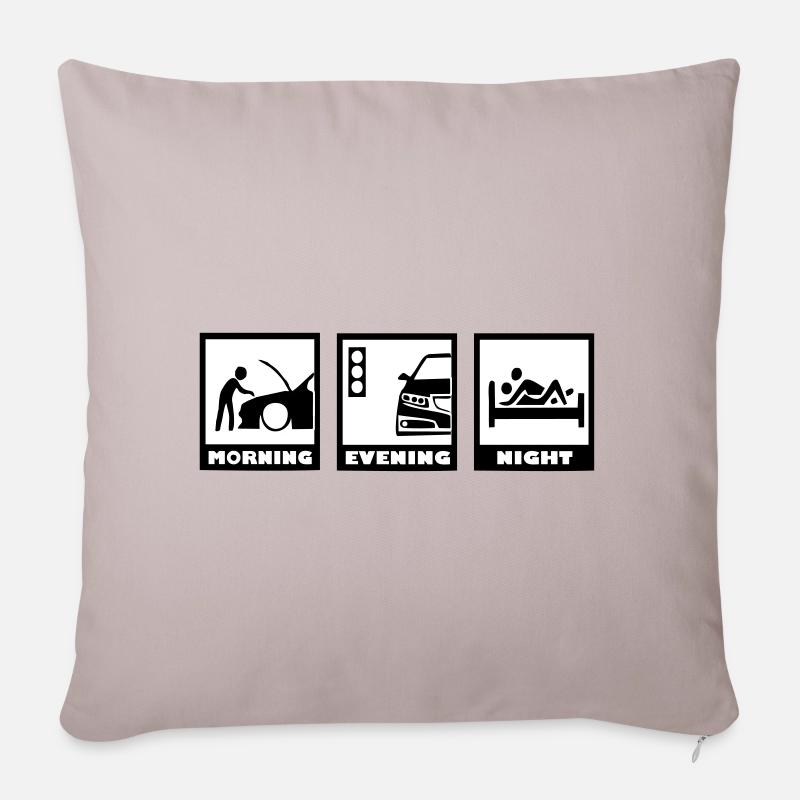 Morning Evening Night Voiture - Housse de coussin décorative 45 x 45 cm - taupe clair