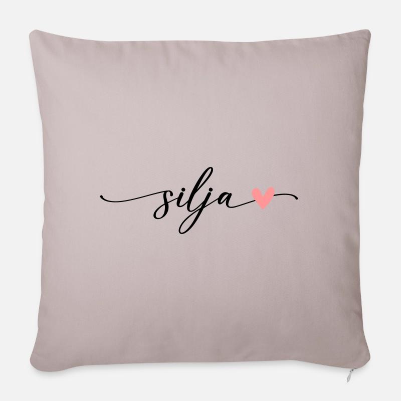 Silja Name Kalligrafie Schrift - Sofakissenbezug 45 x 45 cm - helles Taupe