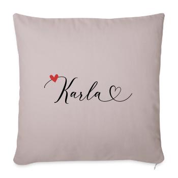 Karla Surname First name Calligraphy Heart - Sofa pillowcase 17,3'' x 17,3'' (45 x 45 cm) - light taupe - Front