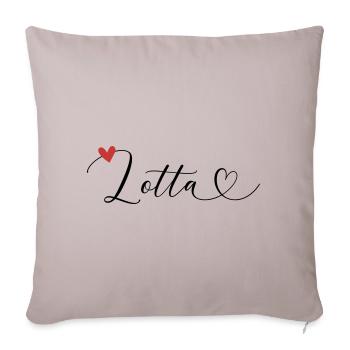 Lotta Last name First name Calligraphy heart - Sofa pillowcase 17,3'' x 17,3'' (45 x 45 cm) - light taupe - Front