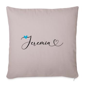 Jeremiah Surname First Name Calligraphy Heart - Sofa pillowcase 17,3'' x 17,3'' (45 x 45 cm) - light taupe - Front
