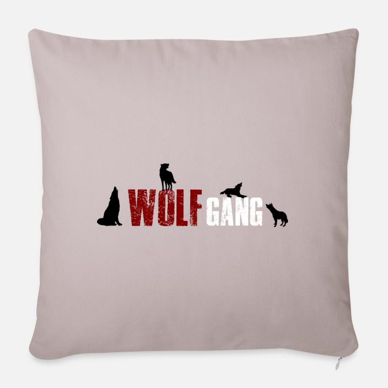 Wolfgang- Wolf Gang 4 Name oder Tiergruppe? - Sofakissenbezug 45 x 45 cm - helles Taupe