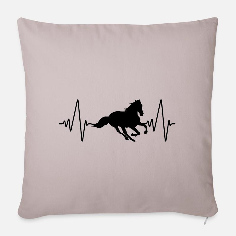 Heartbeat Pferde | Herzschlag | Black - Sofakissenbezug 45 x 45 cm - helles Taupe