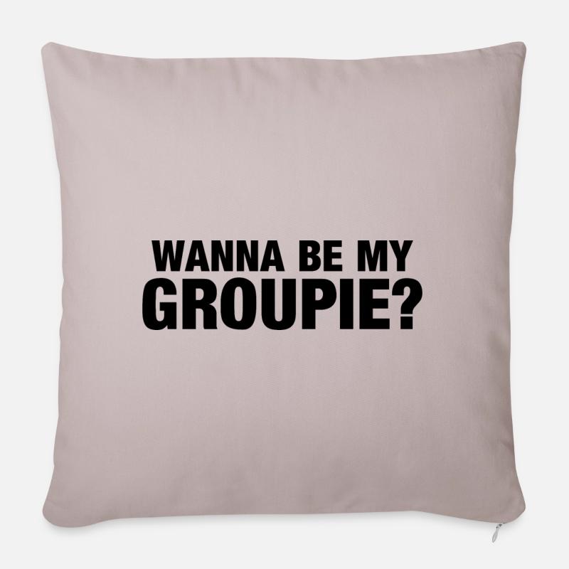 Wanna be my groupie? - Sofakissenbezug 45 x 45 cm - helles Taupe