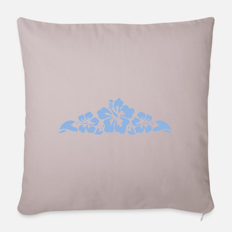 Hibiscus and Leaves - Light blue - Sofakissenbezug 45 x 45 cm - helles Taupe