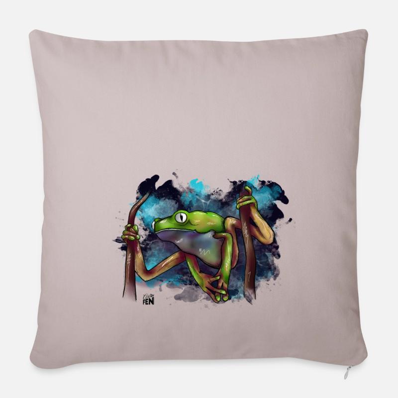 Frosch-Split - Sofakissenbezug 45 x 45 cm - helles Taupe