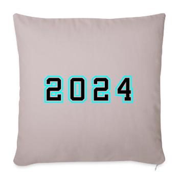 Année 2024 Anniversaire - Housse de coussin décorative 45 x 45 cm - taupe clair - Devant