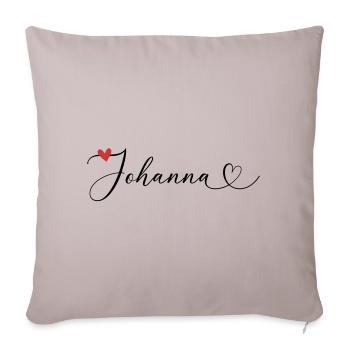 Johanna Nom Prénom Calligraphie coeur - Housse de coussin décorative 45 x 45 cm - taupe clair - Devant