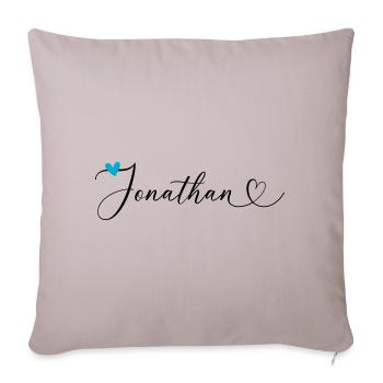 Jonathan Name Vorname Kalligrafieherz - Sofakissenbezug 45 x 45 cm - helles Taupe - Vorne