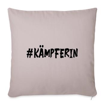 # Kämpferin - Mut Kraft Glücksbringer - Sofakissenbezug 45 x 45 cm - helles Taupe - Vorne