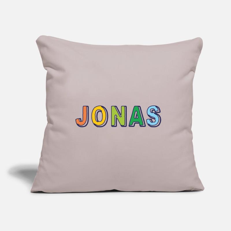 Jonas name first name multicolored design Sofa pillowcase 17,3'' x 17,3'' (45 x 45 cm)